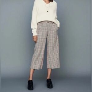 Maje Wool Blend Plaid Pants
